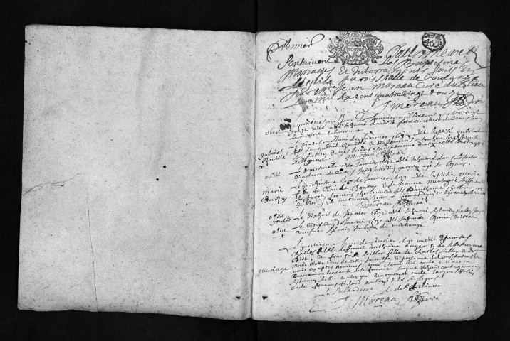 Baptêmes, mariages, sépultures, 1692 - Les années 1676-1691 sont lacunaires dans les deux collections
