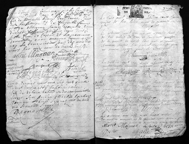 Collection du greffe. Baptêmes, mariages, sépultures, 1682-1683