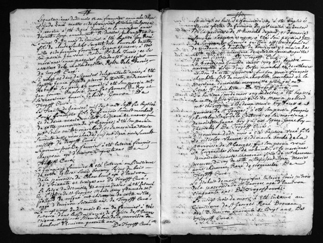 Collection du greffe. Baptêmes, mariages, sépultures, 1707 - L'année 1706 est lacunaire dans cette collection