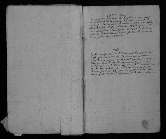 Collection communale. Table alphabétique des baptêmes, mariages, sépultures, 1606-1793