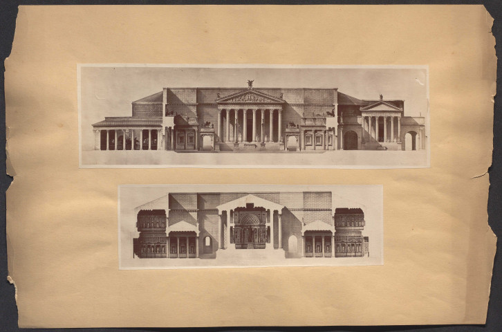 Rome. Forum romain, temple d'Auguste : façade et coupe.