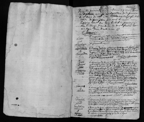 Collection communale. Baptêmes, mariages, sépultures, février 1731-février 1732