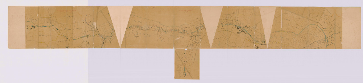 Plan de la rivière de l'Indrois dans la traversée de Villeloin-Coulangé (19 septembre 1850)