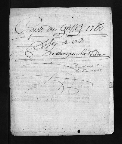Collection du greffe. Baptêmes, mariages, sépultures, 1760-1761