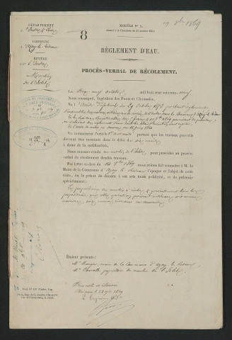 Procès-verbal de récolement (19 octobre 1869)