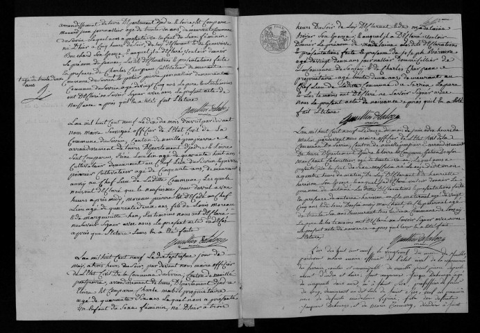 Le Serrain. Naissances, mariages, décès, 1809-1821 (date de rattachement à la commune de Semblançay).