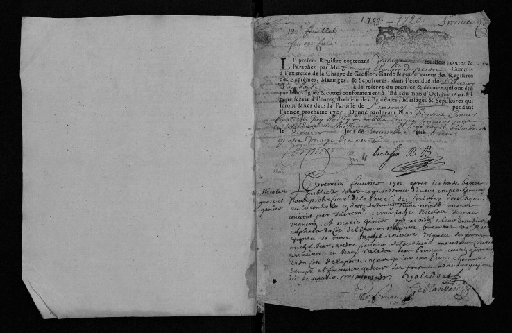 Collection communale. Baptêmes, mariages, sépultures, 1700-1721