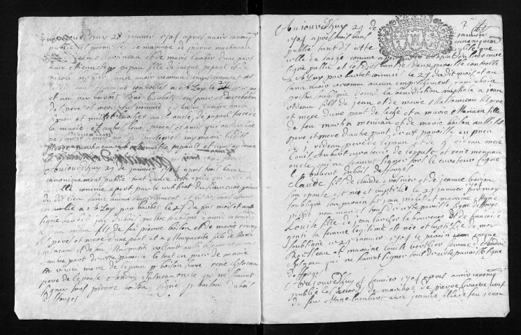 Baptêmes, mariages, sépultures, 1704