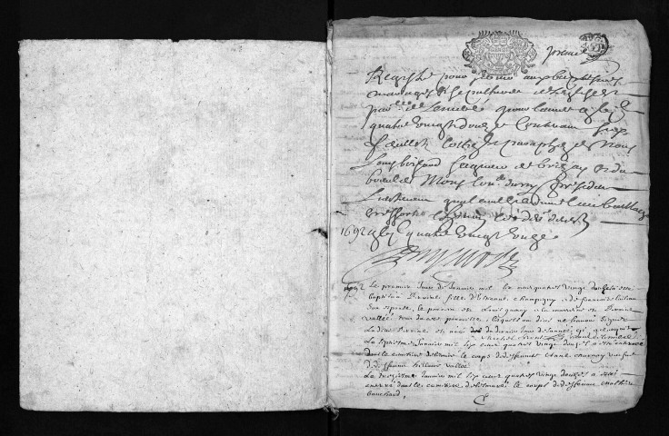 Collection du greffe. Baptêmes, mariages, sépultures, 1692-1694