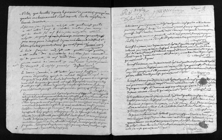 Baptêmes, mariages, sépultures, 1784