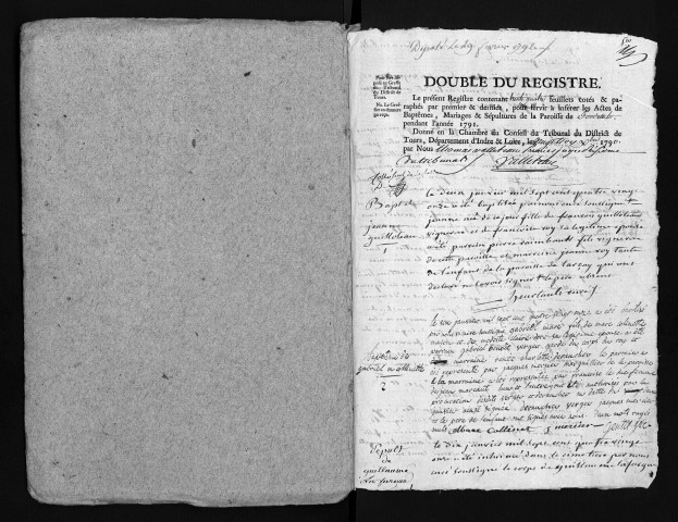 Collection du greffe. Baptêmes, mariages, sépultures, 1791