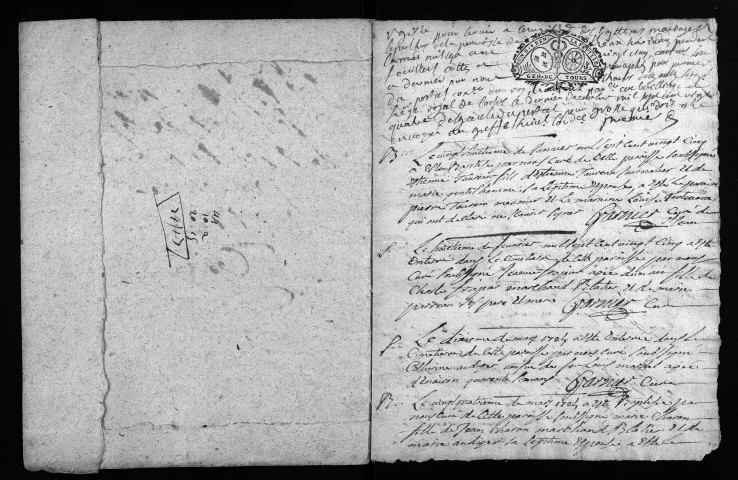 Baptêmes, mariages, sépultures, 1725