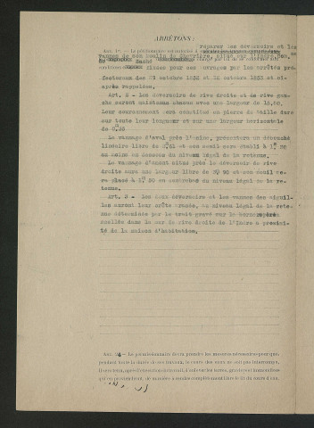 Arrêté préfectoral autorisant la réparation des déversoirs et des vannes du moulin. (19 juillet 1921)
