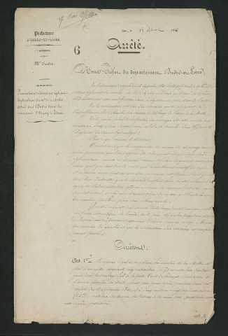 Arrêté préfectoral valant règlement d'eau (17 mars 1856)