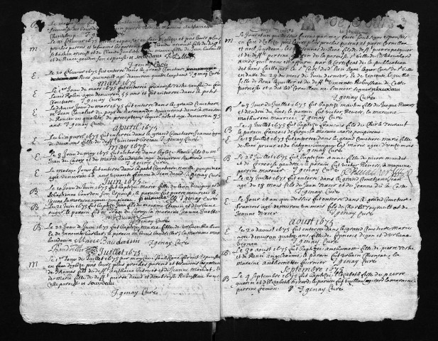 Collection communale. Baptêmes, mariages, sépultures, 1675-1680