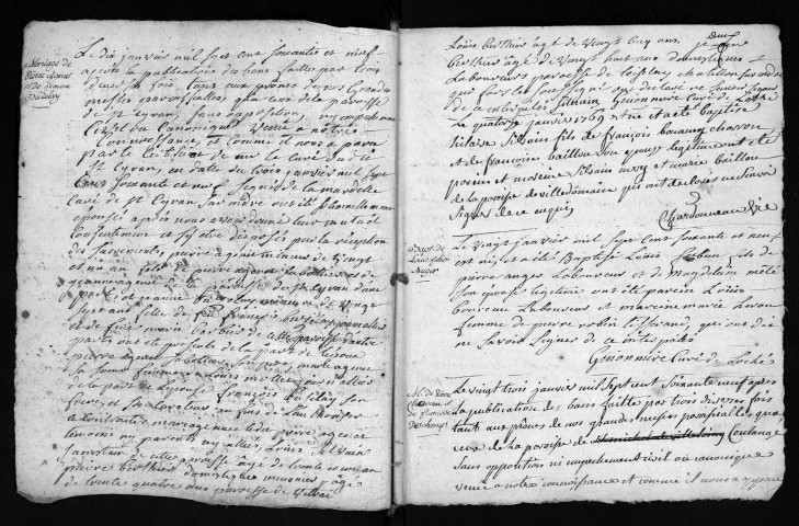 Collection du greffe. Baptêmes, mariages, sépultures, 1769