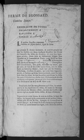 Centième denier (25 juin 1730 -13 novembre 1731) et insinuations suivant le tarif (24 mai-13 novembre 1731)