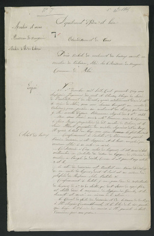 Procès-verbal de récolement (1er décembre 1845)