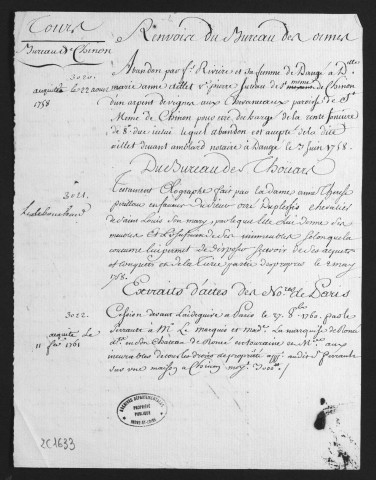 Centième denier et insinuations suivant le tarif (3 septembre 1757-13 février 1760)