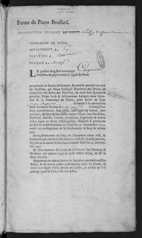 Centième denier et insinuations suivant le tarif (13 novembre 1731 -16 février 1733)