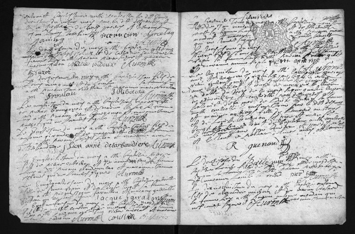 Baptêmes, mariages, sépultures, 1707 - L'année 1706 est lacunaire dans la collection du greffe
