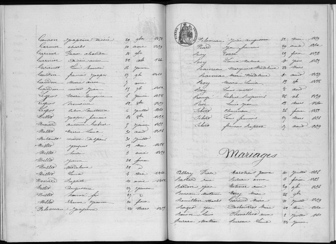 Naissances, mariages, décès