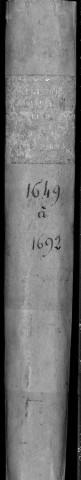Collection communale. Baptêmes, 1641-1675 ; mariages, 1641-1649 et 1660-1677 ; baptêmes, mariages, sépultures, 1675-1692