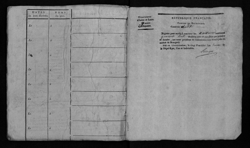 Naissances, mariages, décès, an VII-an VIII