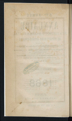 Annuaire statistique et commercial du département de l'Indre-et-Loire - 1868.