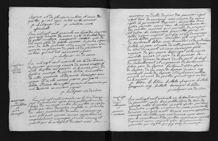 Collection du greffe. Baptêmes, mariages, sépultures, 1761