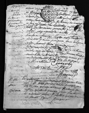 Baptêmes, mariages, sépultures, 1737 - Les années 1708-1736 sont lacunaires dans la collection du greffe