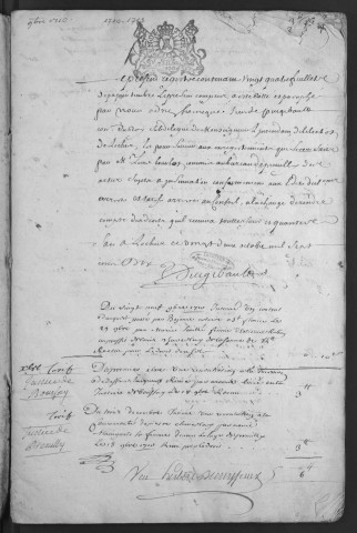 Centième denier (29 novembre 1710-22 mai 1713) et insinuations suivant le tarif (27 septembre 1710-22 mai 1713)