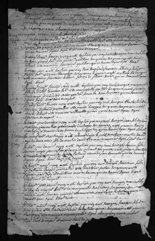 Collection du greffe. Baptêmes, mariages, sépultures, 1709 - L'année 1708 est lacunaire dans cette collection