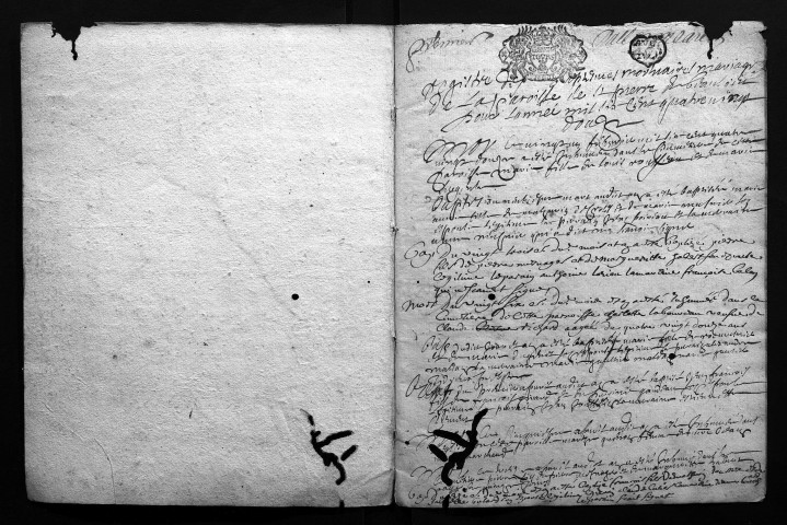 Collection du greffe. Baptêmes, mariages, sépultures, 1692 - Les années 1690-1691 sont lacunaires dans cette collection