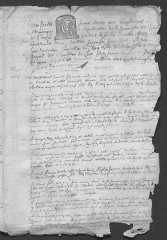 Baptêmes, mariages, sépultures, 1684-17 mars 1685