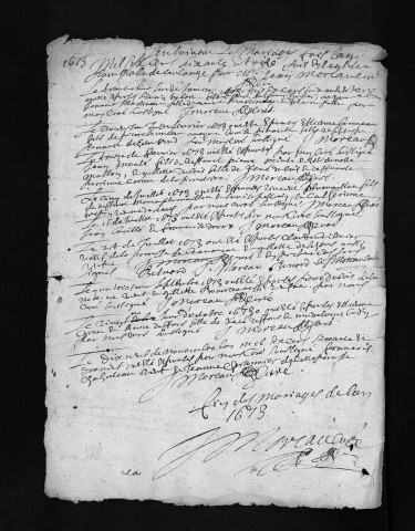 Baptêmes, 1669, mariages, sépultures, 1669-1673 - 6NUM6/277/001 à 6NUM6/277/182 : collection du greffe
