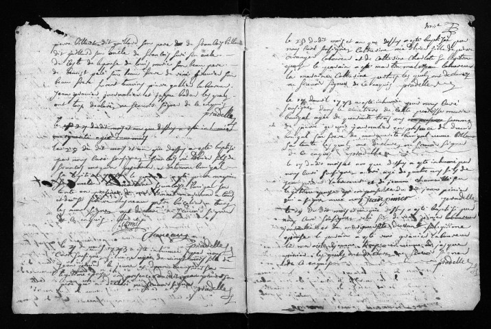 Collection du greffe. Baptêmes, mariages, sépultures, 1743