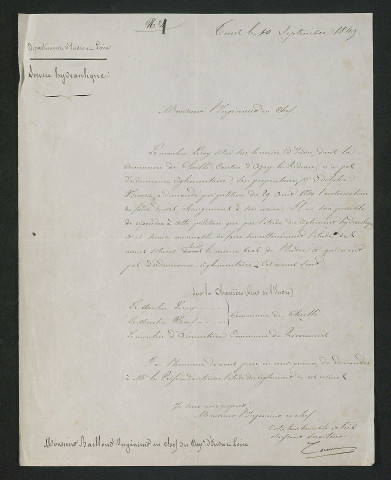 Plan de nivellement (29 octobre 1851)