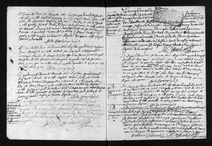 Baptêmes, mariages, sépultures, 1698 - L'année 1697 est lacunaire dans la collection du greffe