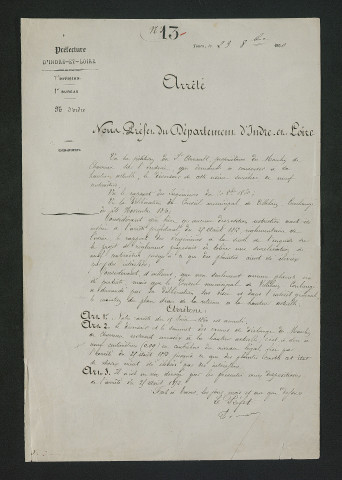 Conservation de la hauteur du déversoir, autorisation (23 octobre 1860)