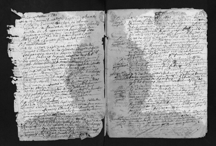Collection communale. Baptêmes, mariages, sépultures, 1701-1749 - L'année 1706 est lacunaire dans cette collection