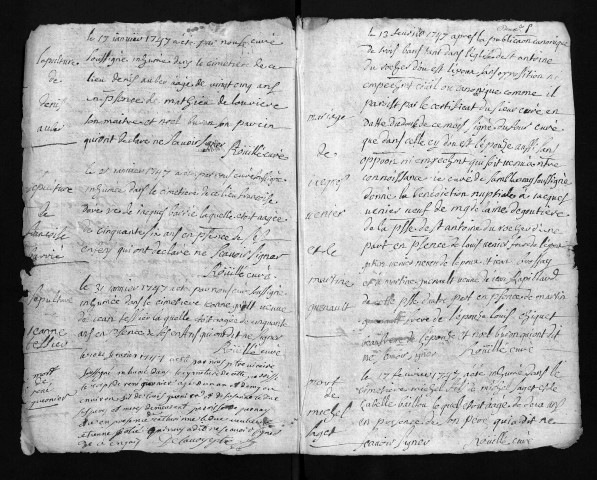 Baptêmes, mariages, sépultures, 1747