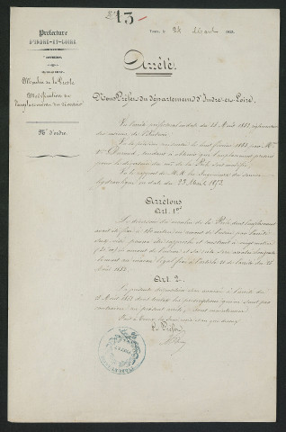 Modification de l'emplacement du déversoir du moulin, autorisation (24 mars 1853)
