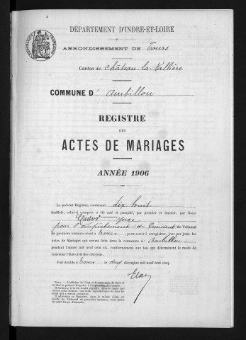 Mariages, 1906-1922