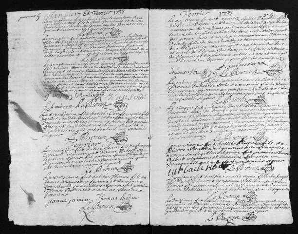 Collection du greffe. Baptêmes, mariages, sépultures, 1737 - Les années 1735-1736 sont lacunaires dans cette collection