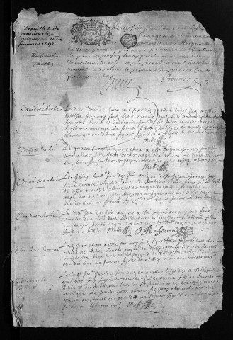 Baptêmes, mariages, sépultures, 1690-1691