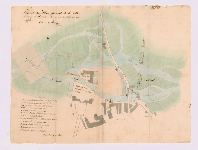 Extrait du plan général de la ville d'Azay-le-Rideau (1828-1829)