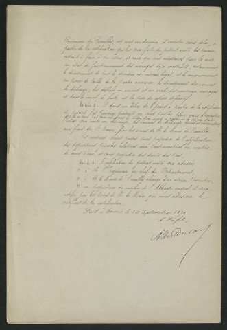 Travaux réglementaires. Mise en demeure d'exécution (20 septembre 1871)
