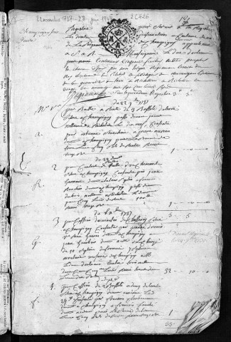 Insinuations suivant le tarif et centième denier (1737-1748)