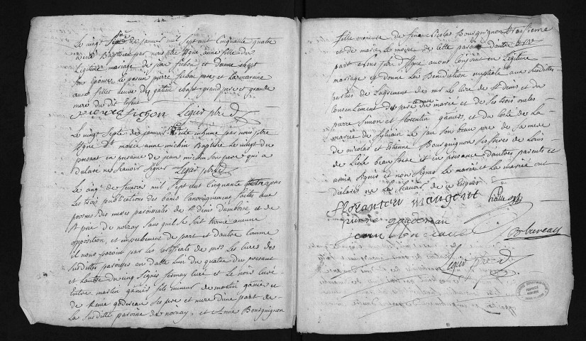 Collection du greffe. Baptêmes, mariages, sépultures, 11 janvier-26 décembre 1754